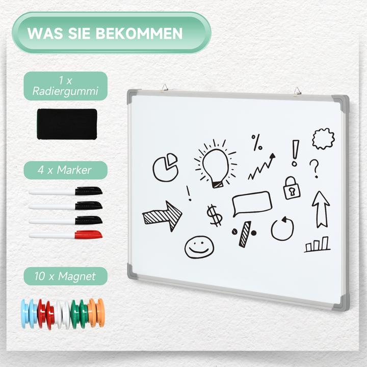 Produktbild Homcom Whiteboard mit Trockenwischer, Magneten und Stiften (90 x 60 cm)