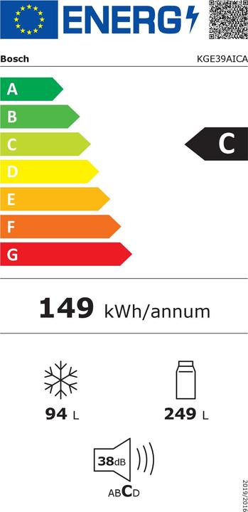 Energie-Label Bosch Hausgeräte KGE39AICA (343 l)