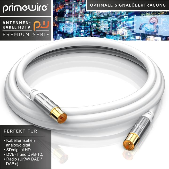 Produktbild Primewire Antennenkabel HDTV | Premium Koaxialkabel 135dB / 75 Ohm | FullHD / 4k Ultra HD | Fernsehkabel (85 dB, Antennenkabel)