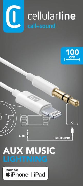 Immagine prodotto Cellularline Lightning – 3.5 mm Klinke (1 m, Lightning, Connettore da 3,5 mm (AUX))