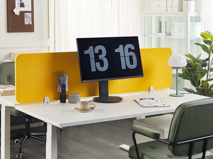 Image du produit Beliani Cloison de bureau jaune moutarde 130 x 40 cm WALLY