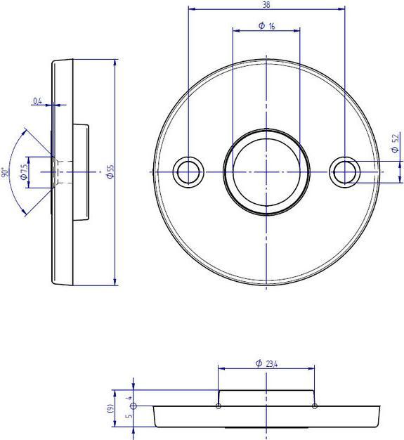 Image du produit Mega Rosace de poignée 34.140 nickelé mat 55x5,1mm F16mm (Rosace de porte)