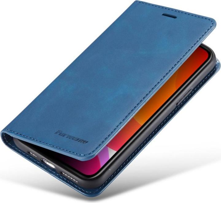 Actual product image Cover-Discount iPhone 11 Pro Max - Vintage Flip Case in suede look blue (Apple iPhone 11 Pro Max)