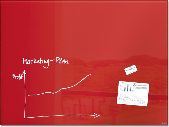 Produktbild Sigel Glas-Whiteboard 120x90cm rot magnetisch Artverum