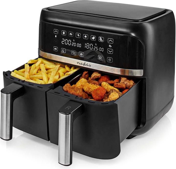 Image du produit Nedis Friteuse à air chaud | 2x3.8 l | Minuterie : 60 min | Digital | Noir