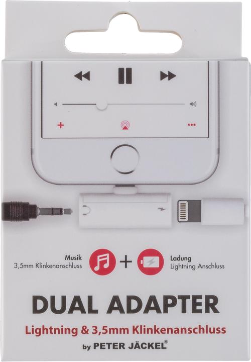 Actual product image Peter Jäckel DUAL ADAPTER Lightning and 3.5mm jack connection (Lightning, 3.5mm jack)