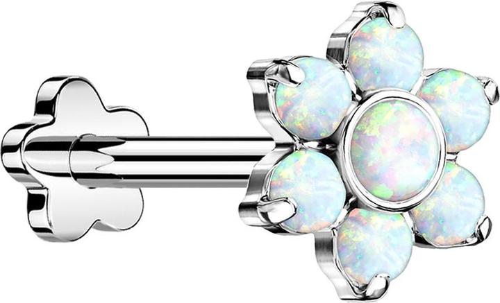 Produktbild Star Piercing Micro Labret Innengewinde silber fünf Kristalle aqua (Titan G23ohne Messing, ohne MessingChirurgenstahl 316L)