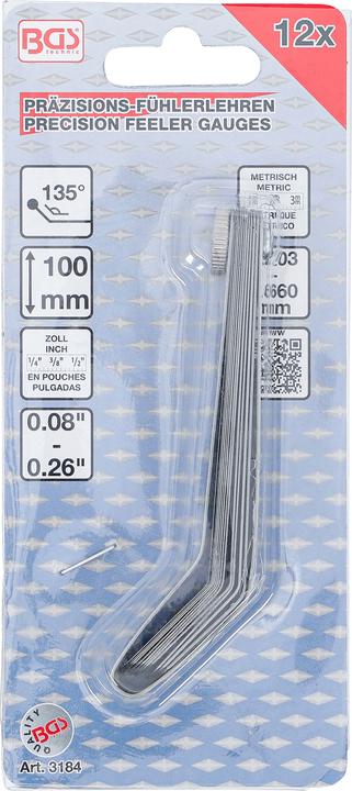 Produktbild BGS Präzisions-Fühlerlehren, gebogen | 12 Blatt (10 cm)