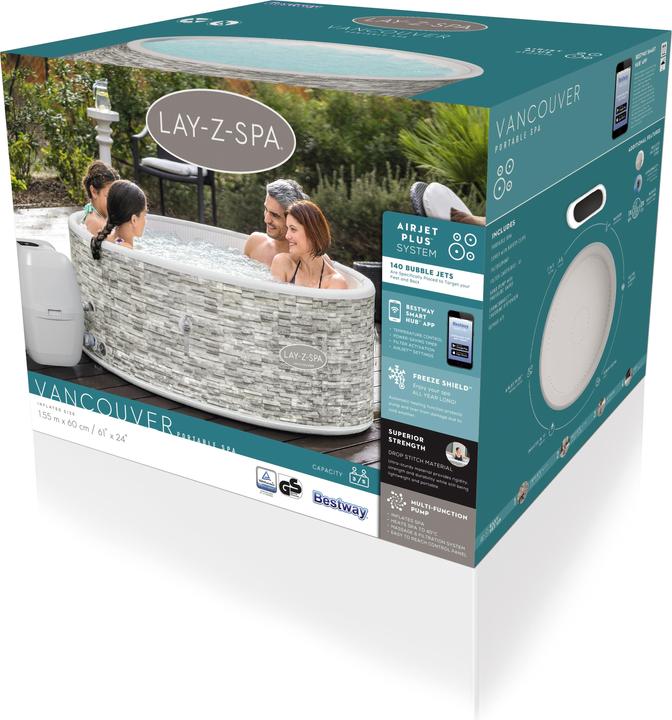 Produktbild Bestway Lay-Z-Spa® Vancouver AirJet Plus Whirlpool 5 Personen - 1.55m x 60cm (5 Pers.)