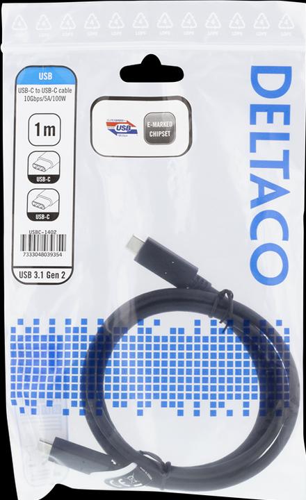 Immagine prodotto Deltaco Cavo da USB-C a USB-C, 1 m, 10 Gbps, 100 W 5 A, USB 3.1 Gen nero USBC-1402 (1 m, USB 3.2 Gen 2)