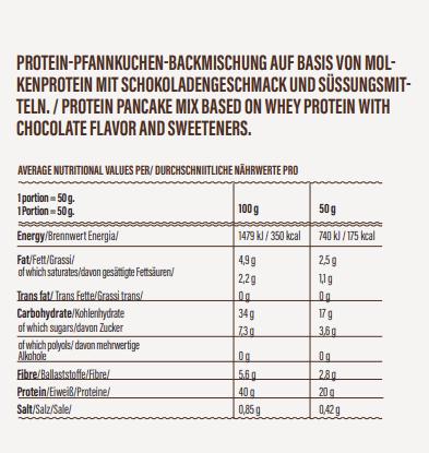 Nutritional values and ingredients GoFitness Protein pancake mix (Vanilla, Chocolate, 1 pcs., 450 g)