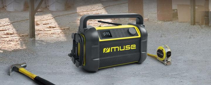 Actual product image Muse M-928 BTY Jobsite Radio speaker, Black/Yellow (FM, NFC, Bluetooth)