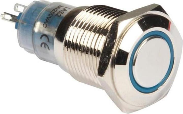 Velleman Round Metal Push Button Spdt 1No 1Nc Blue Ring