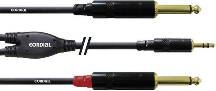Cordial CFY 1.5 WPP - Y-adapter cable 3.5mm jack - 2x 6.3mm mono jack (1.50 m, 3.5mm jack (AUX), 6.3mm jack)