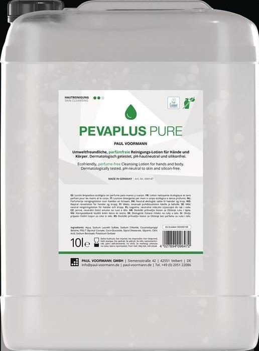 Produktbild Paul Voorman Handreinigung Pevaplus PURE 10l unparfÃ¼miert Kanister PEVAPLUS PURE (Flüssigseife, 10000 ml)