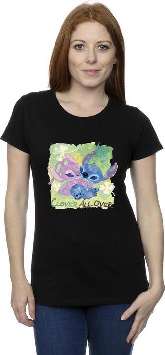 Actual product image Disney Womens/Ladies Lilo And Stitch St Patrick's Day Clover Cotton T-Shirt (L)