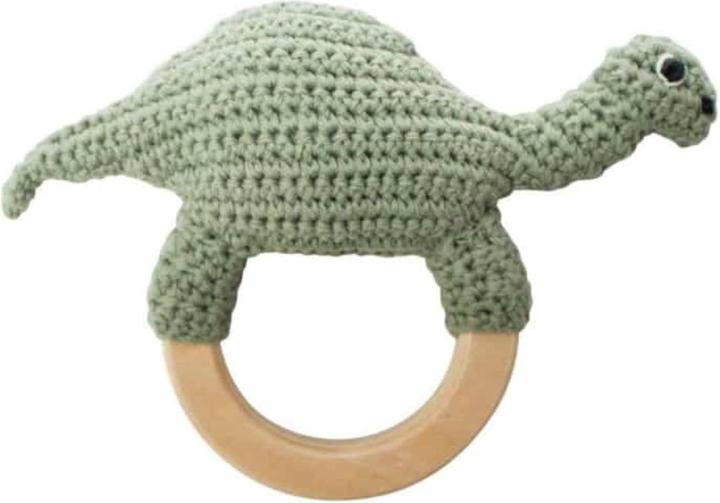 Produktbild Sebra Häkel-Rassel Dino auf Holzring