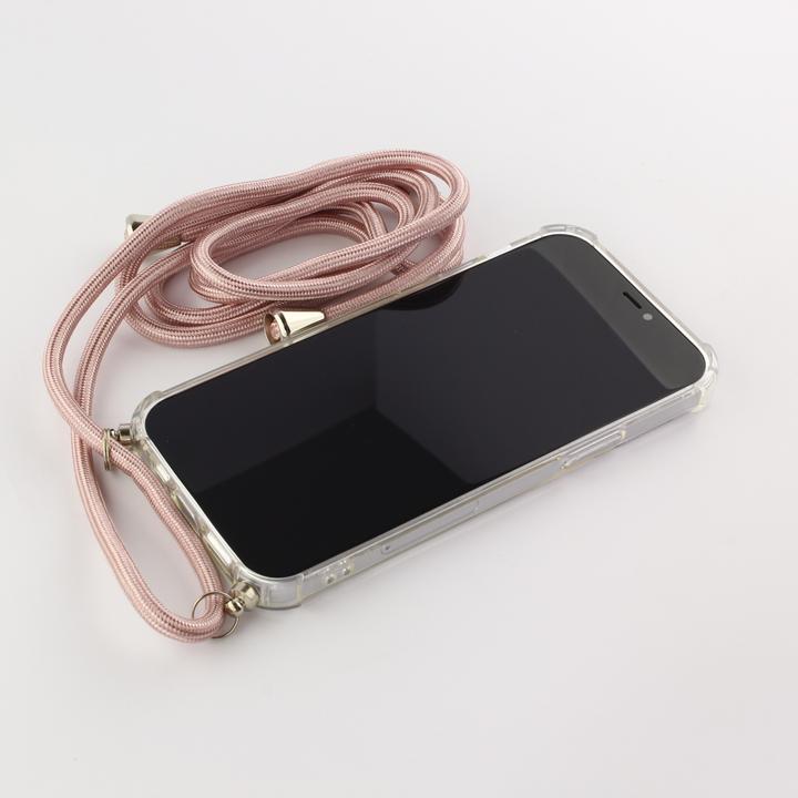 Produktbild PhoneLook Hülle Gummi transparent mit Seil rosa (Apple iPhone 12)