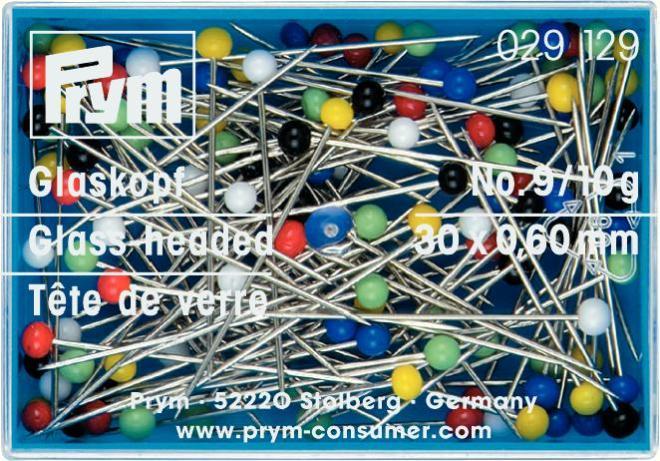 Actual product image Prym Glass head pins, coloured 0.60 x 30 mm, box 10 g, steel