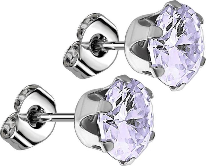 Image du produit Star Piercing Boucles d'oreilles avec cristal rond lavande (Acier chirurgical 316L, sans laiton)
