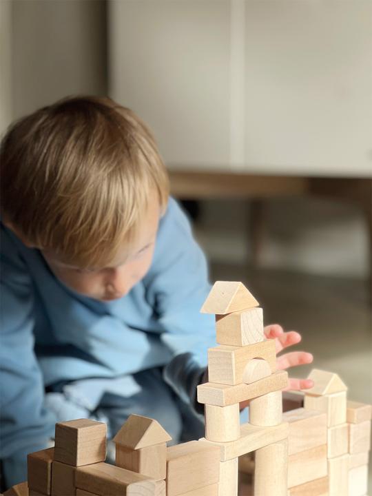 Actual product image small foot Wooden building blocks in bag