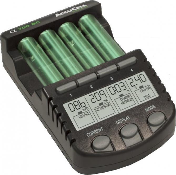 Image du produit AccuCell Chargeur rapide ALPHA700 avec écran LCD incluant 4x Sanyo HR-3UTG (4 pcs, AA, 3000 mAh, Piles rechargeables + chargeur)
