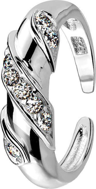 Star Piercing Ring silber umwickelt mit Kristallen (38, 925 Silber)
