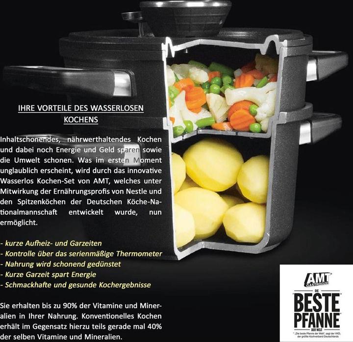 Image du produit AMT Set casserole eaul. Cuisine Induct. ø20 cm/fumoir/couvercle (20 cm, Ensemble de casseroles et de poêles de cuisson, Fonte d'aluminium)