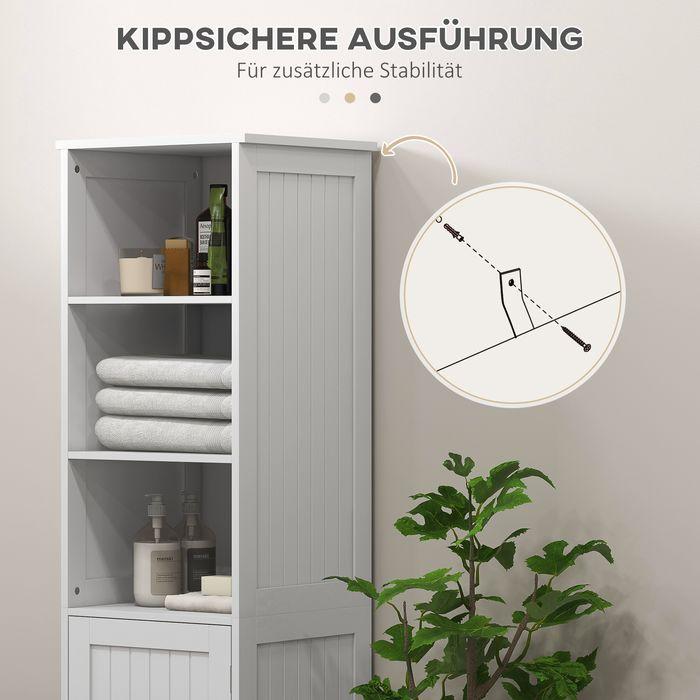 Immagine prodotto Swisshandel24 Mobiletto bagno 3 scomparti aperti 1 scomparto bagno bianco 40x38x160cm (40 x 38 x 160 cm)