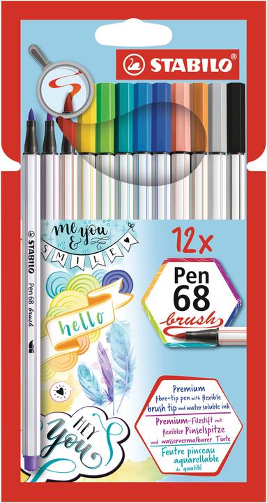 Actual product image STABILO Pen 68 brush Premium felt-tip pen (Sorted, 12 x)