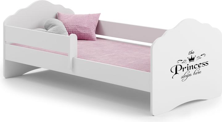 Image du produit ADRK Furniture Lit avec matelas et garde-corps CASIMO PRINCESS BLACK 160x80 (160 x 80 cm)