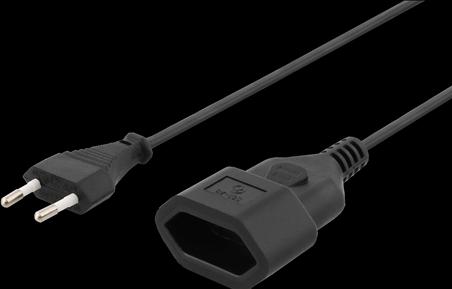 Actual product image Deltaco ungrounded power cable CEE 7/16 to IEC 60906-1 1m black (1 m)