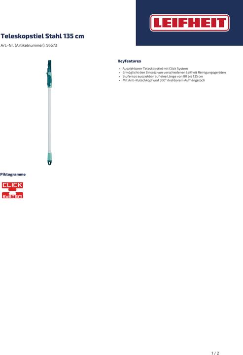 Immagine prodotto Leifheit impugnatura telescopica 75-135cm (1 pz.)