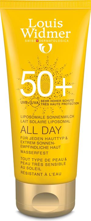 Actual product image Louis Widmer ALL DAY 50+ sunscreen perfumed tube (Suntan cream, SPF 50+, 100 ml, 135 g)