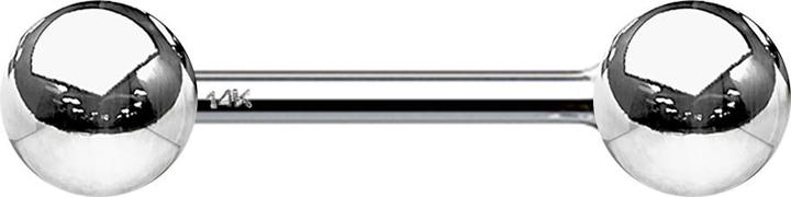 Image du produit Star Piercing Barbell en or blanc 14k avec boule (sans laiton, Or 14k)