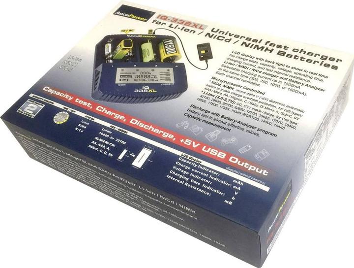 Produktbild AccuPower Rundzellen-Ladegerät NiCd, NiM (1 Stk., 14500, 18650, CR123A, AA, Ladegerät inkl. Akku)