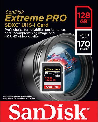 Produktbild SanDisk Extreme Pro (128 GB, SDXC, U3, UHS-I)