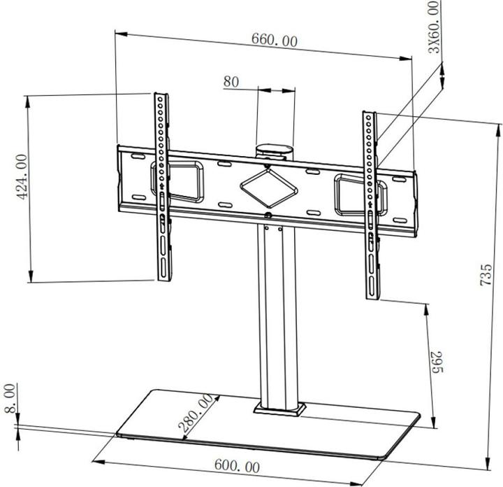 Image du produit Techly Support de bureau universel pour les téléviseurs (65", 45 kg)