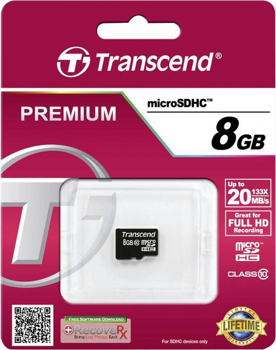 Produktbild Transcend Sdhc Card Micro 8gb Class 10 (8 GB, microSDHC, U1, UHS-I)