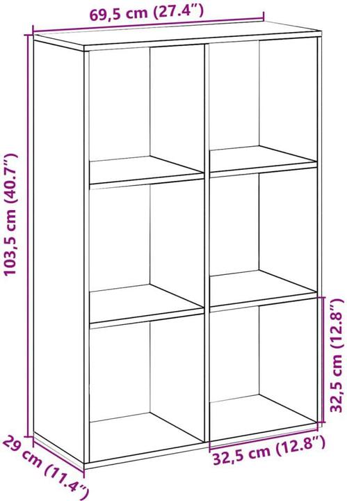 Actual product image VidaXL Room divider Bookcase Standing shelf Office shelf Cube shelf Sonoma oak (69.5 x 29 x 103.5 cm)