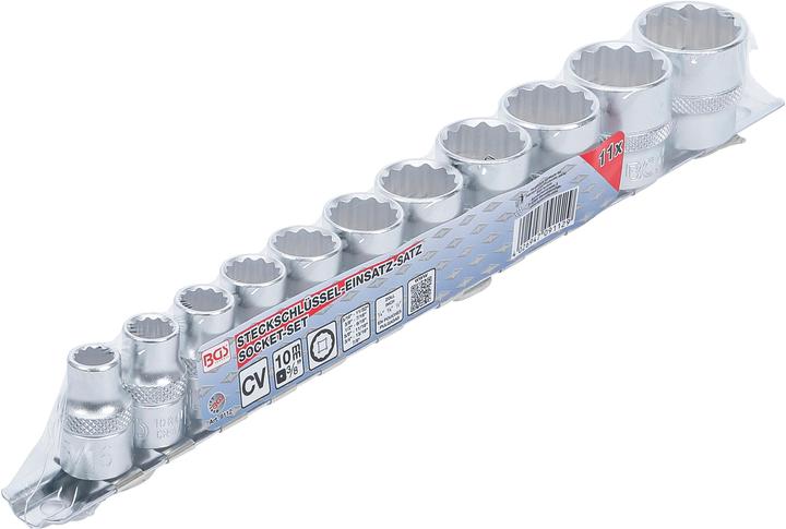 Actual product image BGS Socket Set, 12-point 10 mm (3/8") Drive Inch Sizes 11 pcs.