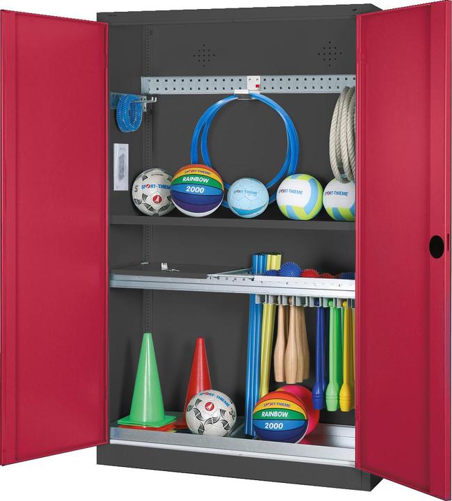 Produktbild C+P Modul-Sportgeräteschrank mit Komplettausstattung (HxBxT: 195x120x50 cm, mit Vollblech-Flügeltüren)