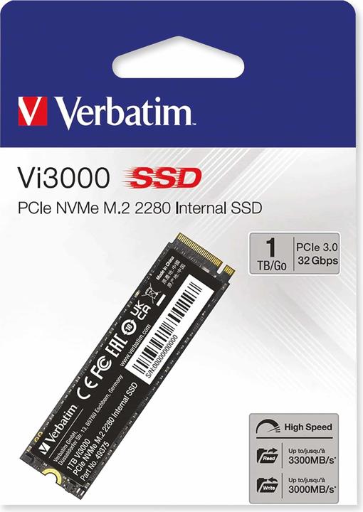 Verbatim SSD Vi3000 Internal PCIe NVMe M.2 (1000 GB, M.2 2280)