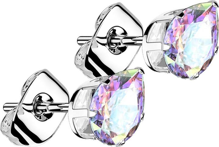 Produktbild Star Piercing Ohrstecker silber mit Tropfen Kristall multicolor (ohne Messing, Chirurgenstahl 316L)