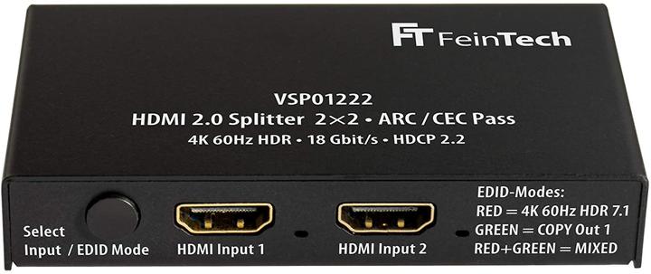 Actual product image FeinTech HDMI 2.0 Splitter 2 Inputs 2 Outputs