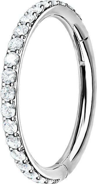 Hollywood Body Jewelry Micro Segmentring klappbar silber seitlich Kristalle silber (Chirurgenstahl 316L, ohne Messing)