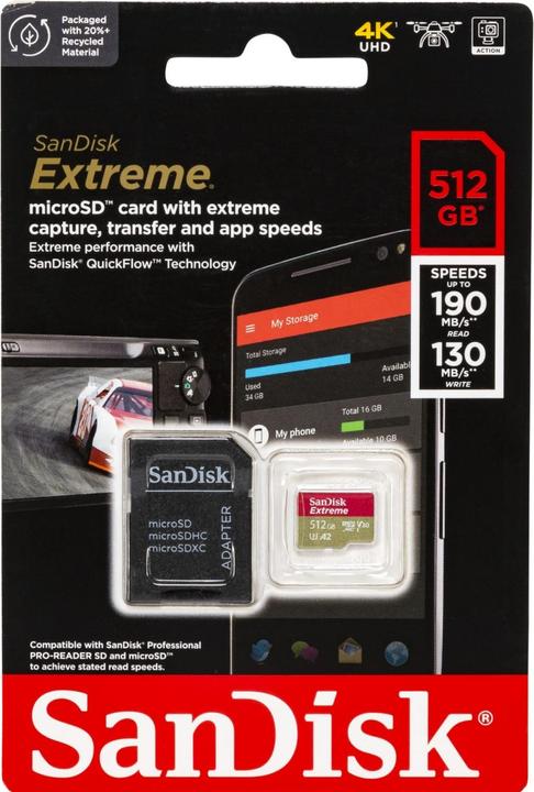 Produktbild SanDisk Extreme UHS-I V30 (512 GB, microSDXC, U3, UHS-I)