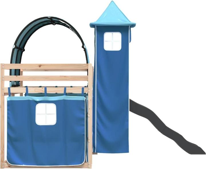 Immagine prodotto VidaXL Letto a castello con scivolo e tende (90 x 200 cm)