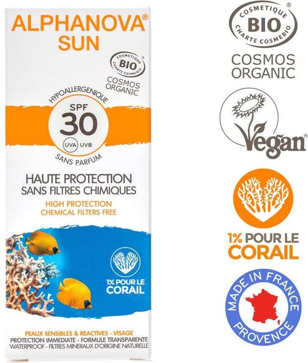 Produktbild Alphanova SUN Creme Bio hypoallergen SPF30+ ohne Parfum Creme (Sonnencreme Gesicht, SPF 30, 50 ml, 500 g)