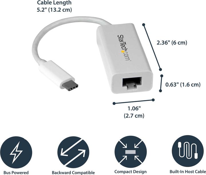 Immagine prodotto StarTech Adattatore da USB-C a Gigabit (USB-C, RJ45 Gigabit Ethernet (1x))